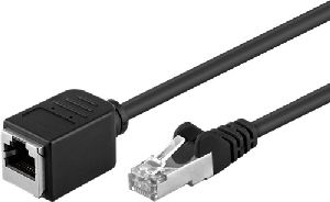 Goobay 91886 CAT 5e Verlängerungskabel, F/UTP, schwarz, 1 m VPE Bulk Mindestbestellmenge 1