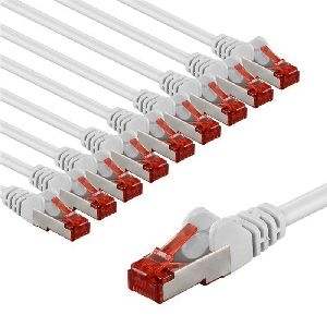Goobay 66646 CAT 6 Patchkabel, S/FTP (PiMF), 1 m, weiß, 10er-Set VPE Bulk Mindestbestellmenge 1