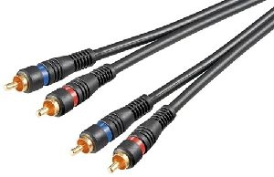 Goobay 60795 Stereo Verbindungskabel 2x Cinch, zweifach geschirmt, 2 m, Schwarz - 2x Cinch-Stecker >