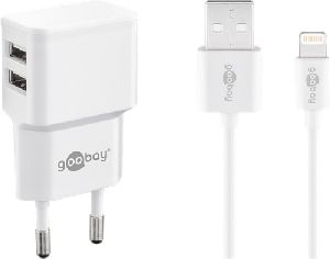 Goobay 44979 Apple Lightning Dual-Ladeset (12 W) : VPE Retail Polybag Mindestbestellmenge 1