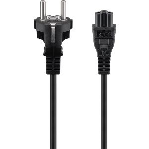Goobay 70765 Netzkabel mit Schutzkontakt, 2 m, schwarz Kabellänge: 2 m