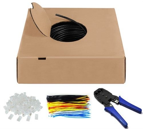Goobay 94399 CAT 6 Outdoor Netzwerkkabel-Set, U/UTP, schwarz VPE Brown Box with Label Mindestbestellmenge 1