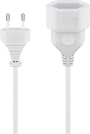Goobay 50507 Verlängerungskabel Eurostecker, 3 m, weiß, (2*0,75 mm²) VPE Retail Polybag Mindestbestellmenge 1
