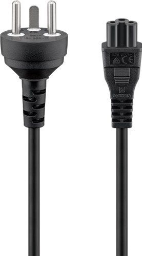 Goobay 30857 Netzanschlusskabel Dänemark, 2 m, Schwarz, (3*0,75 mm²) VPE Retail Polybag Mindestbestellmenge 1