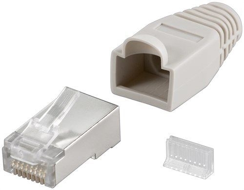 Goobay 68746 RJ45-Stecker, CAT 5e STP geschirmt mit Knickschutztülle VPE Bulk Mindestbestellmenge 10