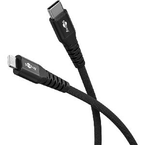 Goobay 74514 Lightning auf USB-C™ Supersoftes Textilkabel mit Metallsteckern, 0,5 m VPE Cable Tag Mindestbestellmenge 1