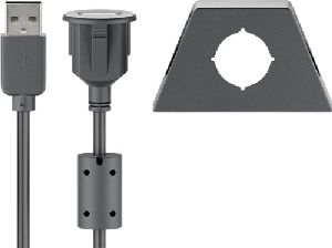 Goobay 95445 USB 2.0 Hi-Speed-Verlängerungskabel mit Montagehalterung, schwarz