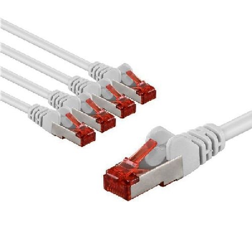 Goobay 66644 CAT 6 Patchkabel, S/FTP (PiMF), 3 m, weiß, 5er-Set VPE Bulk Mindestbestellmenge 1