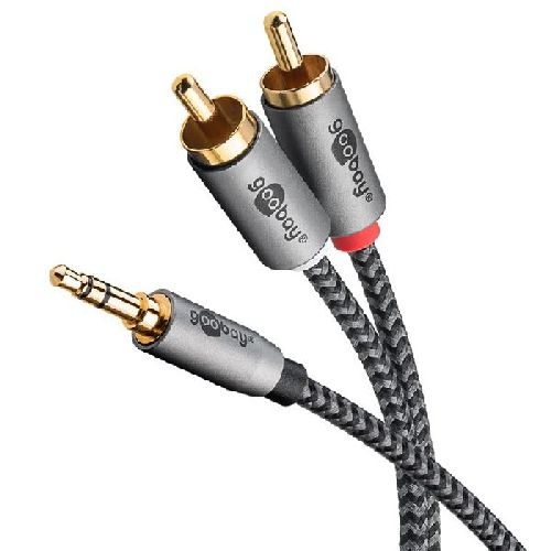 Goobay 65285 Audio Adapterkabel AUX, 3,5-mm-Klinke zu Stereo-Cinch-Stecker, 1 m VPE Retail Polybag Mindestbestellmenge 1