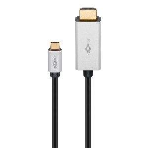 Goobay 60174 USB-C™-auf-HDMI™-Kabel, 2 m, schwarz;silber VPE Bulk Mindestbestellmenge 1