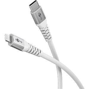 Goobay 74521 Lightning auf USB-C™ Supersoftes Textilkabel mit Metallsteckern, 3 m VPE Cable Tag Mindestbestellmenge 1