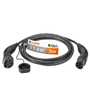 LAPP MOBILITY 75747 Ladekabel Typ 2, bis zu 11 kW, 3 m, schwarz VPE Retail Box Mindestbestellmenge 1