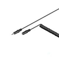 Goobay 50017 Kopfhörerverlängerung 3,5 mm, Spiralkabel, Schwarz - Klinke 3,5 mm Stecker (3-Pin, ster