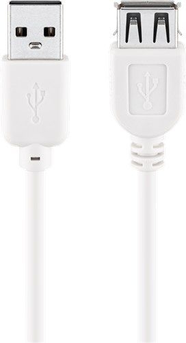 Goobay 96196 USB 2.0 Hi-Speed-Verlängerungskabel, weiß Kabellänge: 0.3 m VPE Cable Tag Mindestbestellmenge 1