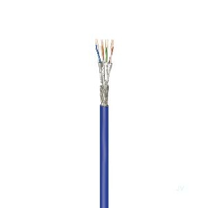 Goobay 91895 CAT 7A Netzwerkkabel, S/FTP (PiMF), blau VPE wooden drum Mindestbestellmenge 1