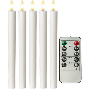 Goobay 77750 5er-Set weiße LED-Echtwachs-Stabkerzen, inkl. Fernbedienung VPE Retail Box Mindestbestellmenge 1