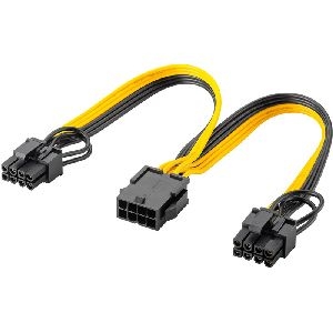 Goobay 60000 Netzteil-Kabel 8-Pin-Buchse auf Dual 6+2-Stecker für PCIe VPE Bulk Mindestbestellmenge 1