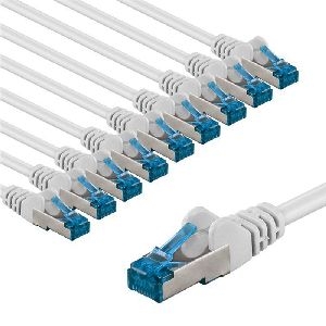Goobay 67549 CAT 6A Patchkabel, S/FTP (PiMF), 1 m, weiß, 10er-Set VPE Bulk Mindestbestellmenge 1