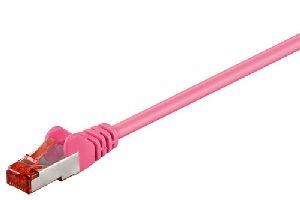 Goobay 93433 CAT 6 Patchkabel, S/FTP (PiMF), magenta Kabellänge: 0.5 m