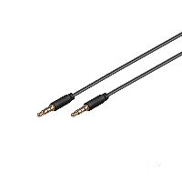 Goobay 63830 Audio Verbindungskabel AUX, 3,5 mm Stereo 4-pol., Slim, CU, 2 m, Schwarz - Klinke 3,5 m