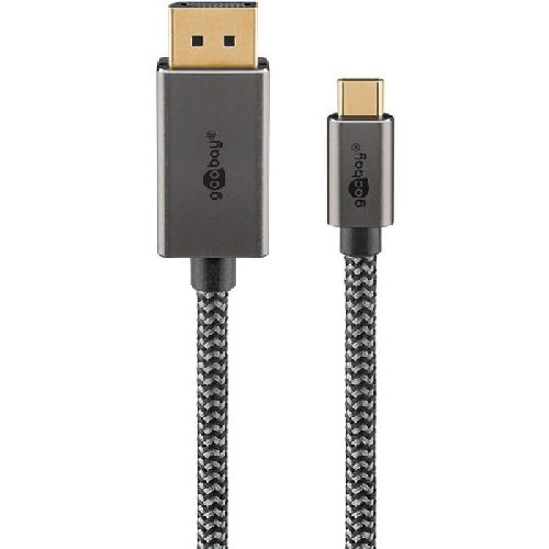 Goobay 75707 USB-C™-auf-DisplayPort™-Kabel, 1 m, schwarz;silber VPE Retail Box Mindestbestellmenge 1