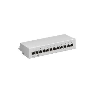 Goobay 93041 CAT 5e Mini/Desktop Patch Panel, 12 Port, (1 HE) Farbversion: Grau