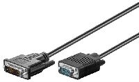 Goobay 50989 DVI-I/VGA Full HD Kabel, vernickelt, 1 m, Schwarz - DVI-A-Stecker (12+5 pin) > VGA-Stecker (15-polig)