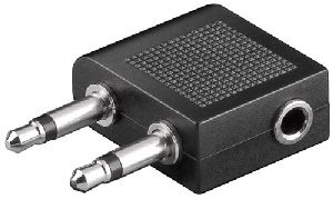 Goobay 61004 Flugzeug- / Reise-Kopfhörer Adapter AUX Klinke 3,5 mm Buchse, 2x Klinke 3,5 mm Stecker