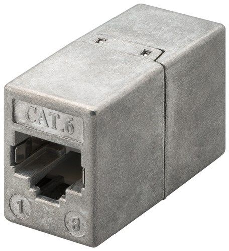 Goobay 93963 RJ45 Modularkupplung/Verbinder, CAT 6, Vollmetallgehäuse VPE Bulk Mindestbestellmenge 1