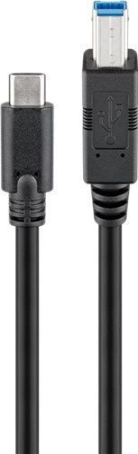 Goobay 71524 USB-C™-auf-USB-B-Kabel, 1 m, schwarz VPE Retail Polybag Mindestbestellmenge 1