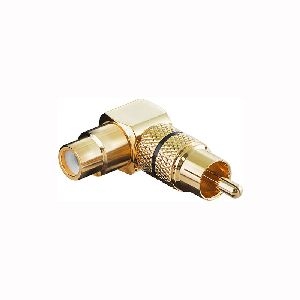 Goobay 11590 Cinch Adapter 90°, Goldausführung, schwarz, Schwarz - Goldausführung, 90°-Winkel, schwa
