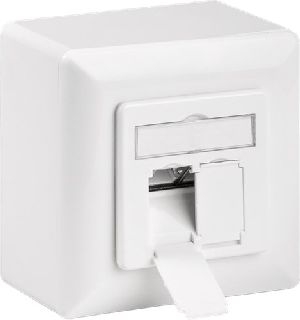 Goobay 68572 CAT-6A-Universaldose inkl. Aufputzmontage-Rahmen, Signalweiß RAL 9003 VPE White Box with Label Mindestbestellmenge 1