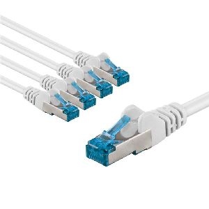 Goobay 67546 CAT 6A Patchkabel, S/FTP (PiMF), 2 m, weiß, 5er-Set Kabellänge: 2 m