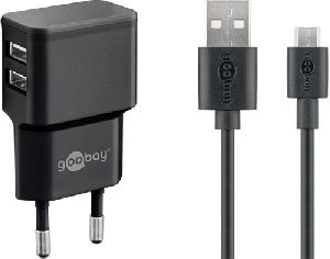 Goobay 44984 Micro-USB Dual-Ladeset (12 W) VPE Retail Polybag Mindestbestellmenge 1