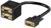 Goobay 93263 VGA Adapterkabel, vergoldet, Blau - VGA-Stecker (15-polig) > 2x VGA-Buchse (15-polig)