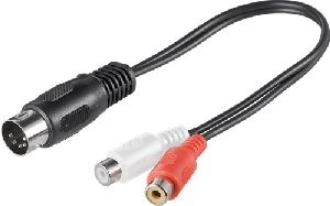 Goobay 50002 Audio Kabeladapter, DIN-Stecker zu Stereo Cinch-Buchse, 0.2 m - DIN-Stecker 180° (5-Pin