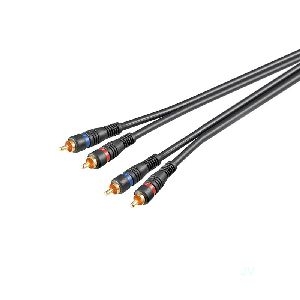 Goobay 50120 Stereo-Verbindungskabel 2x Cinch, zweifach geschirmt, 5 m, Schwarz - 2x Cinch-Stecker >