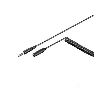 Goobay 50016 Kopfhörerverlängerung 6,35 mm, Spiral-Kabel, 5 m, Schwarz - Klinke 6,35 mm Stecker (3-P