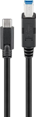 Goobay 71524 USB-C™-auf-USB-B-Kabel, 1 m, schwarz VPE Retail Polybag Mindestbestellmenge 1