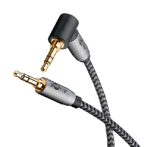 Goobay 65283 Audio Verbindungskabel AUX, 3,5 mm stereo, 90°, 5 m VPE Retail Polybag Mindestbestellmenge 1