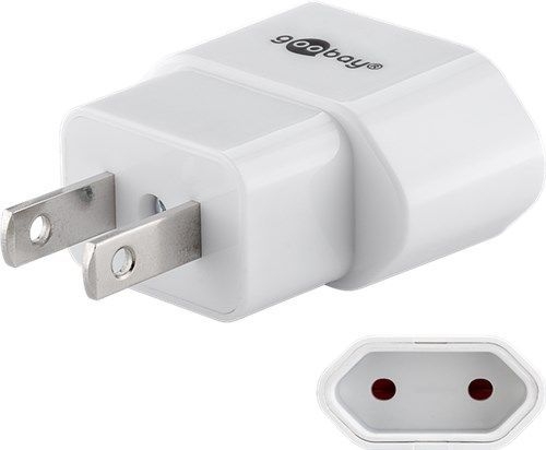 Goobay 45345 Reiseadapter Eurostecker auf USA/Japan, weiß VPE Retail Polybag Mindestbestellmenge 1