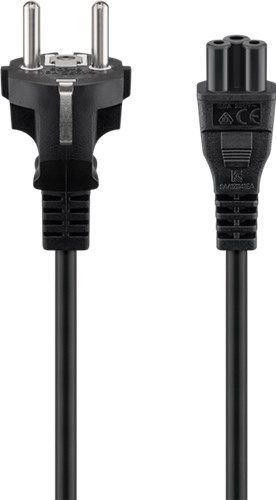 Goobay 93586 Netzkabel mit Schutzkontakt, 1,8 m, schwarz, (3*0,75 mm²) VPE Retail Polybag Mindestbestellmenge 1