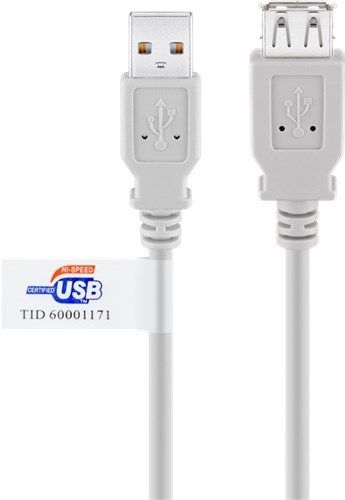 Goobay 68915 USB-A-Verlängerung, zertifiziert, 3 m, grau VPE Bulk Mindestbestellmenge 1