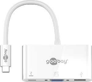 Goobay 62100 USB-C™-Multiport-Adapter USB 3.0+VGA+C PD, weiß