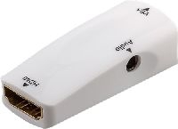 Goobay 44794 Kompakter HDMI™/VGA-Adapter inkl. Audio, vergoldet, Weiß - HDMI™-Buchse (Typ A) > VGA-Buchse (15-polig) + Klinke 3,5 mm Buchse (3-Pin, stereo)