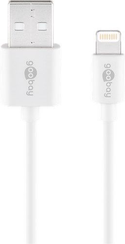 Goobay 72905 Lightning USB Lade- und Synchronisationskabel, 0,5 m, weiß VPE Retail Polybag Mindestbestellmenge 1