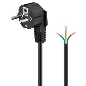 Goobay 59572 Schutzkontaktkabel abgewinkelt zum Konfektionieren, 1,8 m, Schwarz Kabellänge: 1.8 m