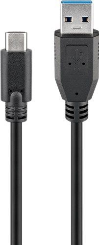 Goobay 44712 USB-C™-auf-USB-A-Kabel, 1 m, schwarz VPE Retail Blister Mindestbestellmenge 1