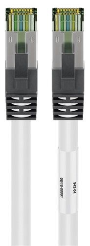Goobay 55132 RJ45 (CAT 6A, 500 MHz) Patchkabel mit CAT 8.1 S/FTP Rohkabel, weiß VPE Bulk Mindestbestellmenge 1