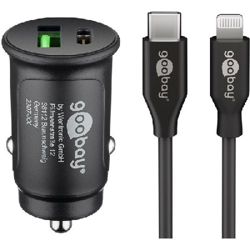 Goobay 72166 Dual-USB Auto-Schnellladeset Lightning (27 W) VPE Retail Polybag Mindestbestellmenge 1